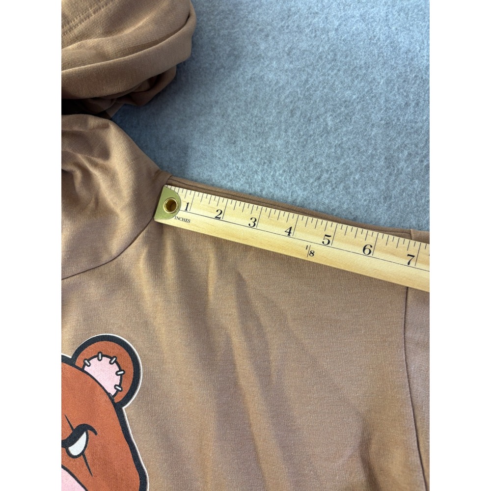 Yellow Cabbage Hustle Hard Bear Cropped Hoodie Brown Medium YT4603 Streetwear - Picture 6 of 9